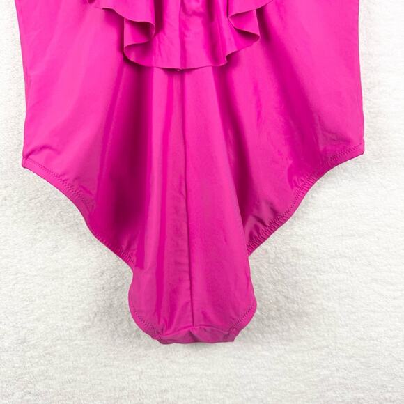 J. Crew Ruffle Scoopback One-Piece Swimsuit In Radiant Fuchsia Pink Plus Size 16 - Picture 10 of 14